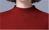 春の上品なハイネックニットセーター　長袖